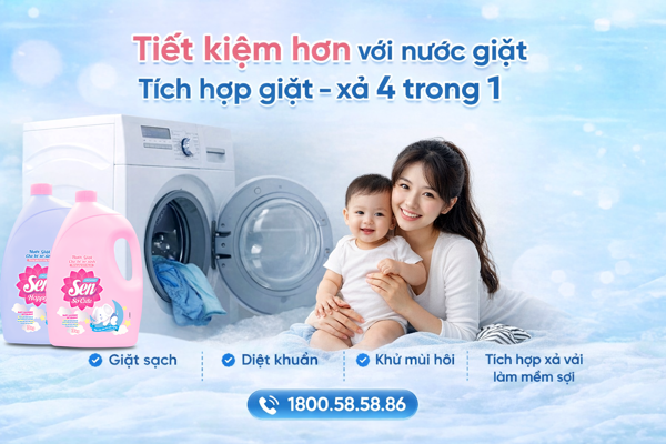 Nước giặt cho bé sơ sinh Sen – Lựa chọn dịu nhẹ, an toàn cho làn da non nớt