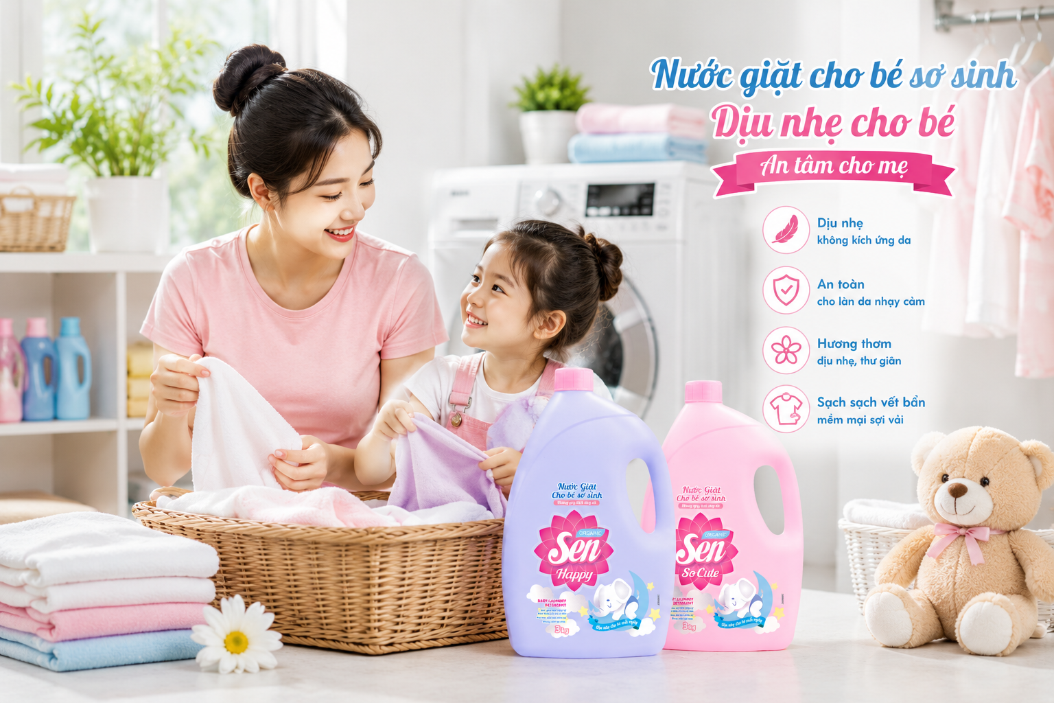 Nước Giặt Sen Baby Organic 3kg Cho Trẻ Sơ Sinh