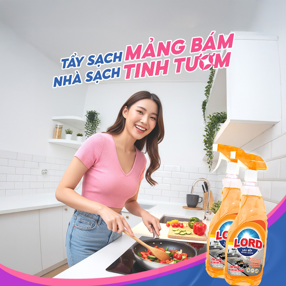 Nước Lau Bếp Lord: Làm Sạch Nhanh – Khử Mùi – Hương Chanh Tự nhiên 