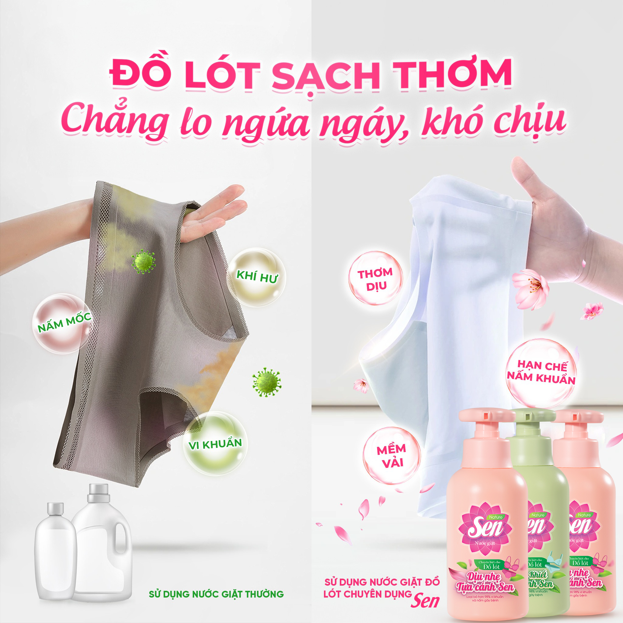 NƯỚC GIẶT ĐỒ LÓT HƯƠNG SEN – GIẢI PHÁP CHĂM SÓC ĐỒ LÓT AN TOÀN, DỊU NHẸ CHO SỨC KHỎE