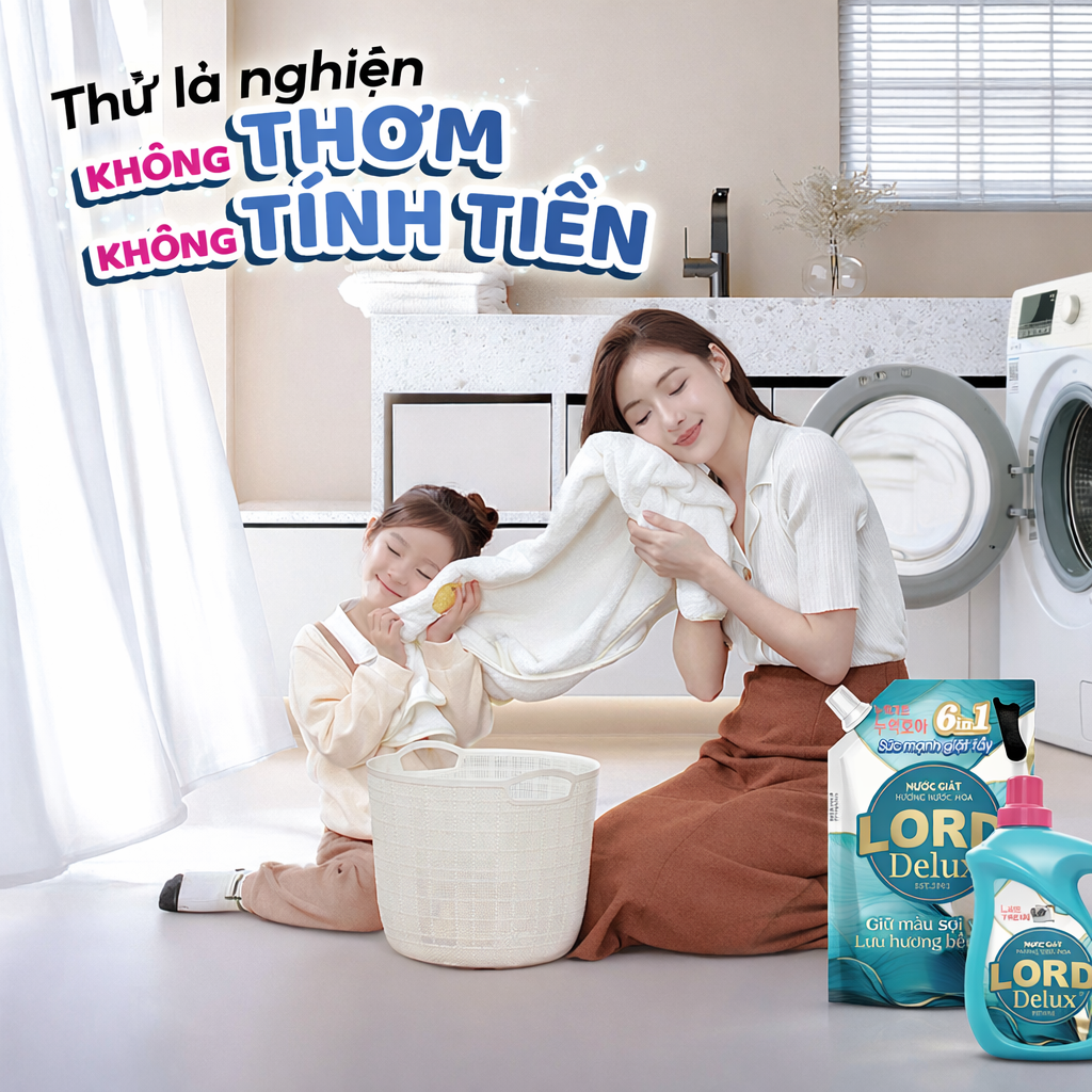 Mẹ mê – bé cũng ghiền, thơm lâu tới 72h nước giặt hương nước hoa Lord Delux