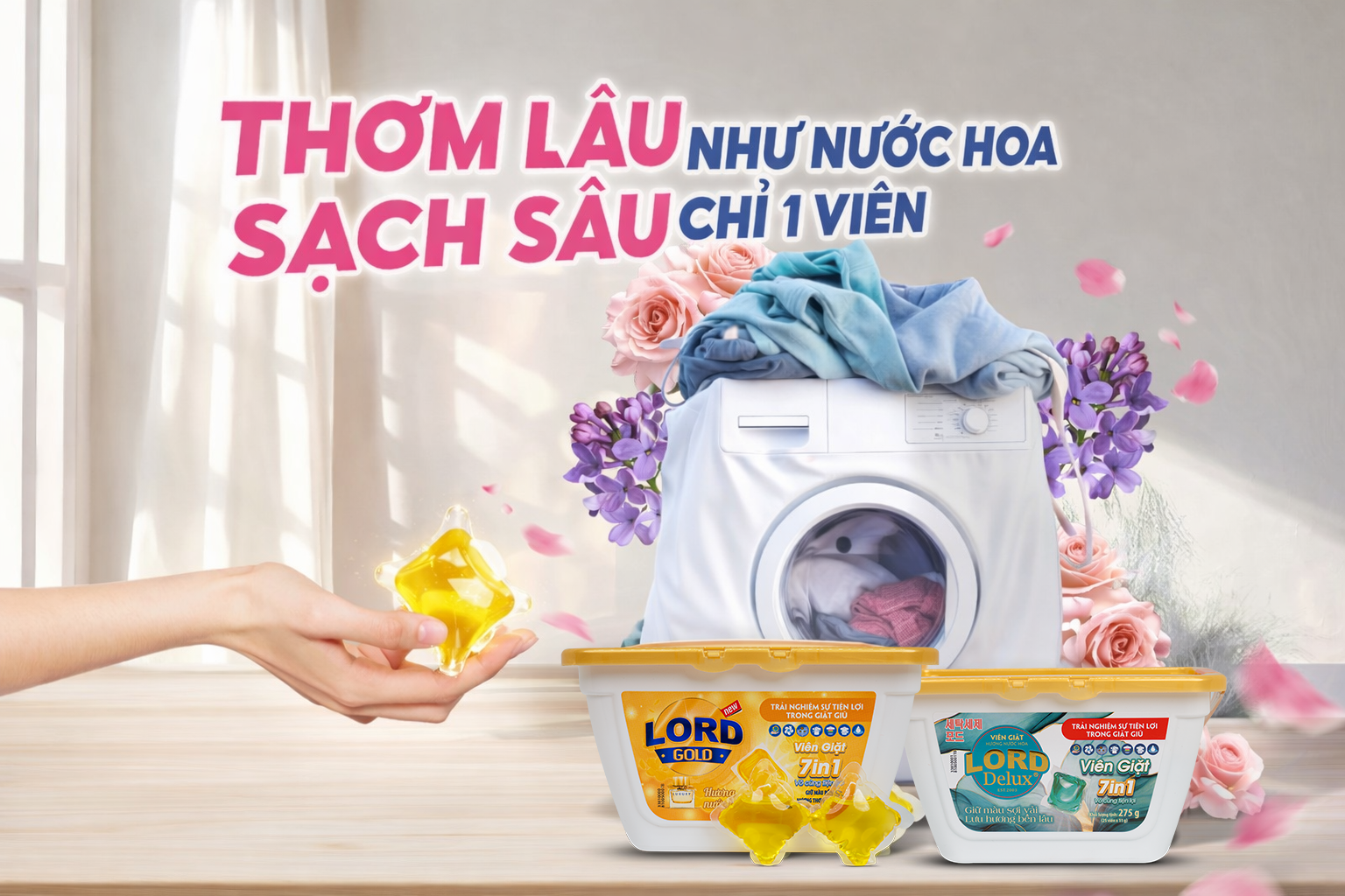 Viên Giặt Lord Hương Nước Hoa – Giải Pháp Giặt Giũ Thơm Lâu, Sạch Sâu Chỉ Với 1 Viên