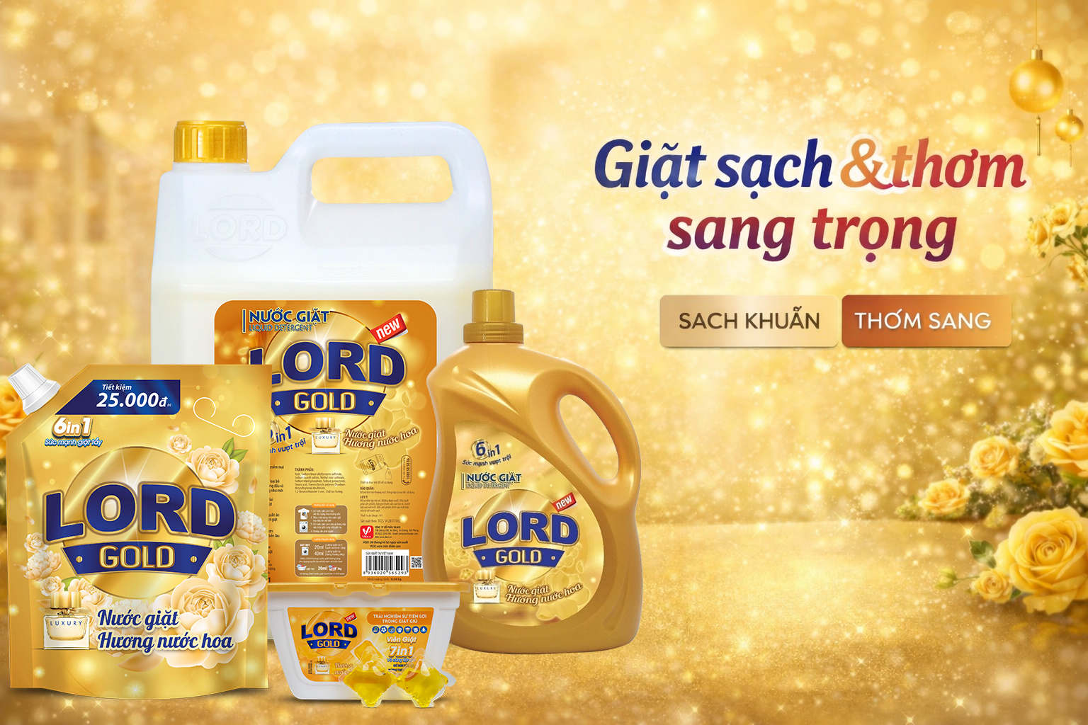 Giặt sạch & thơm sang trọng với Nước giặt Lord Gold