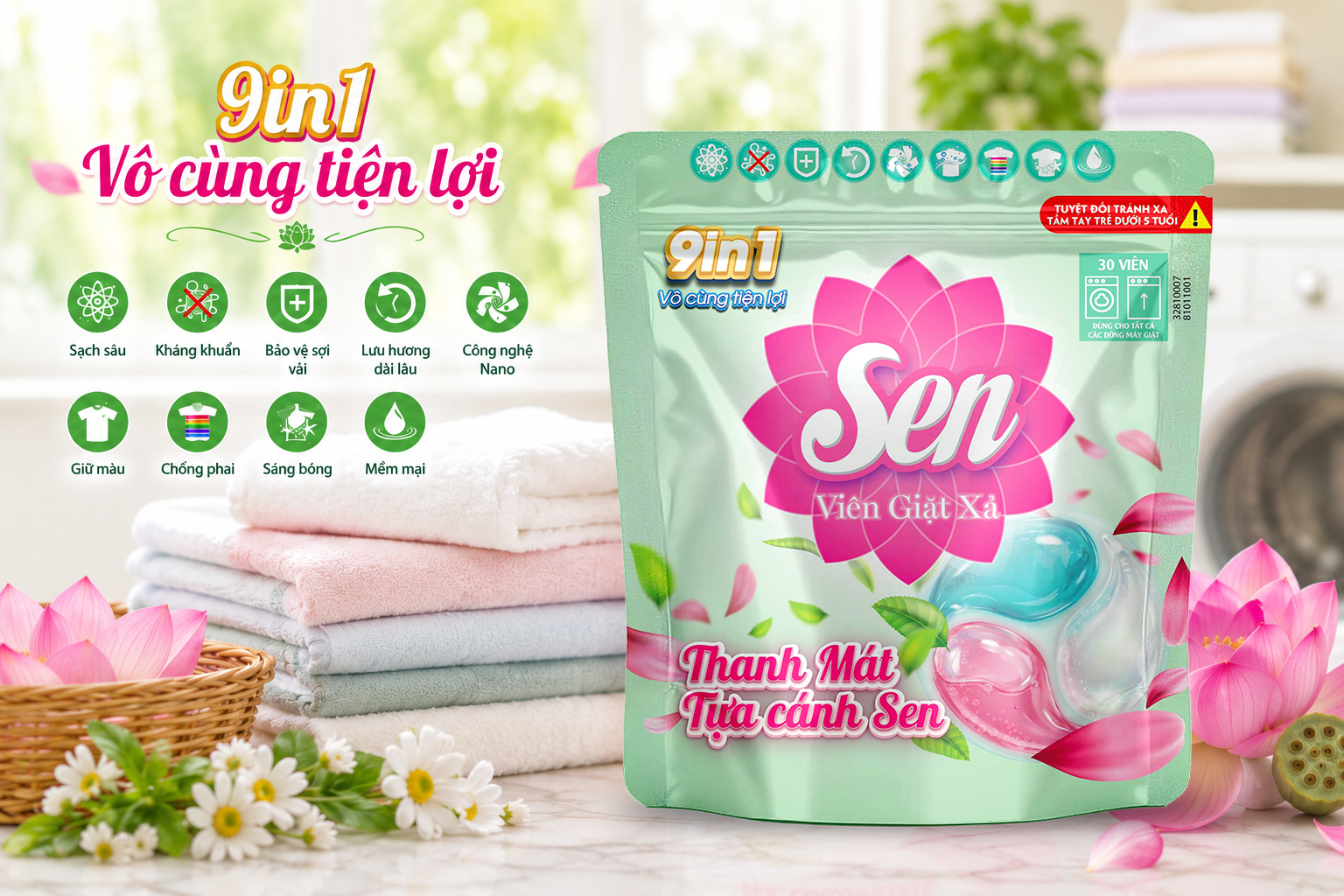 Đột Phá Mới Với Viên Giặt Xả Sen Thanh Mát Tựa Cánh Sen: Chăm Sóc Áo Quần Toàn Diện